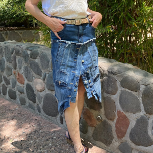 Upside down jean jacket skirt