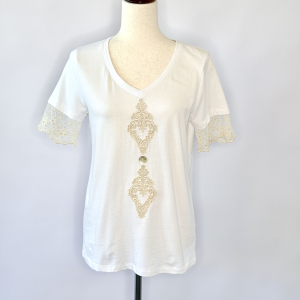 Upcycled tee with medallions
