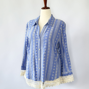 Upcycled embroidered eyelet top