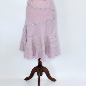 Upcycled embellished linen skirt