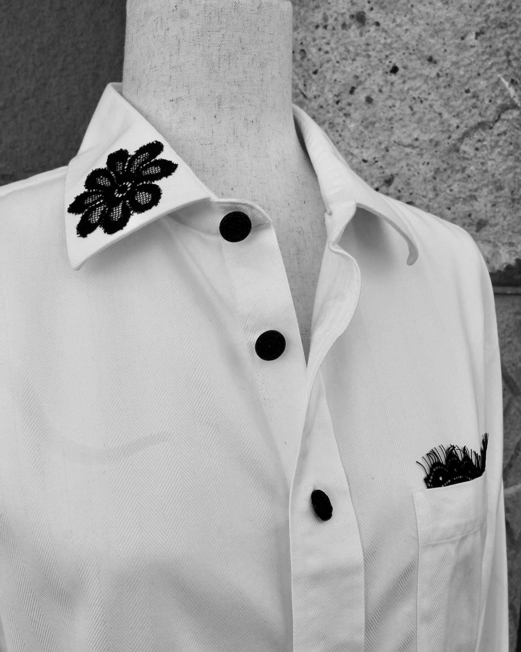 Upcycled Lace up Back Shirt - Image 3