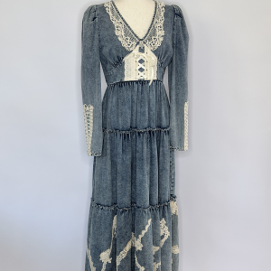Upcycled denim prairie dress
