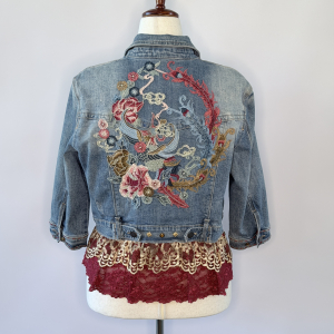 Upcycled red/gold jean jacket